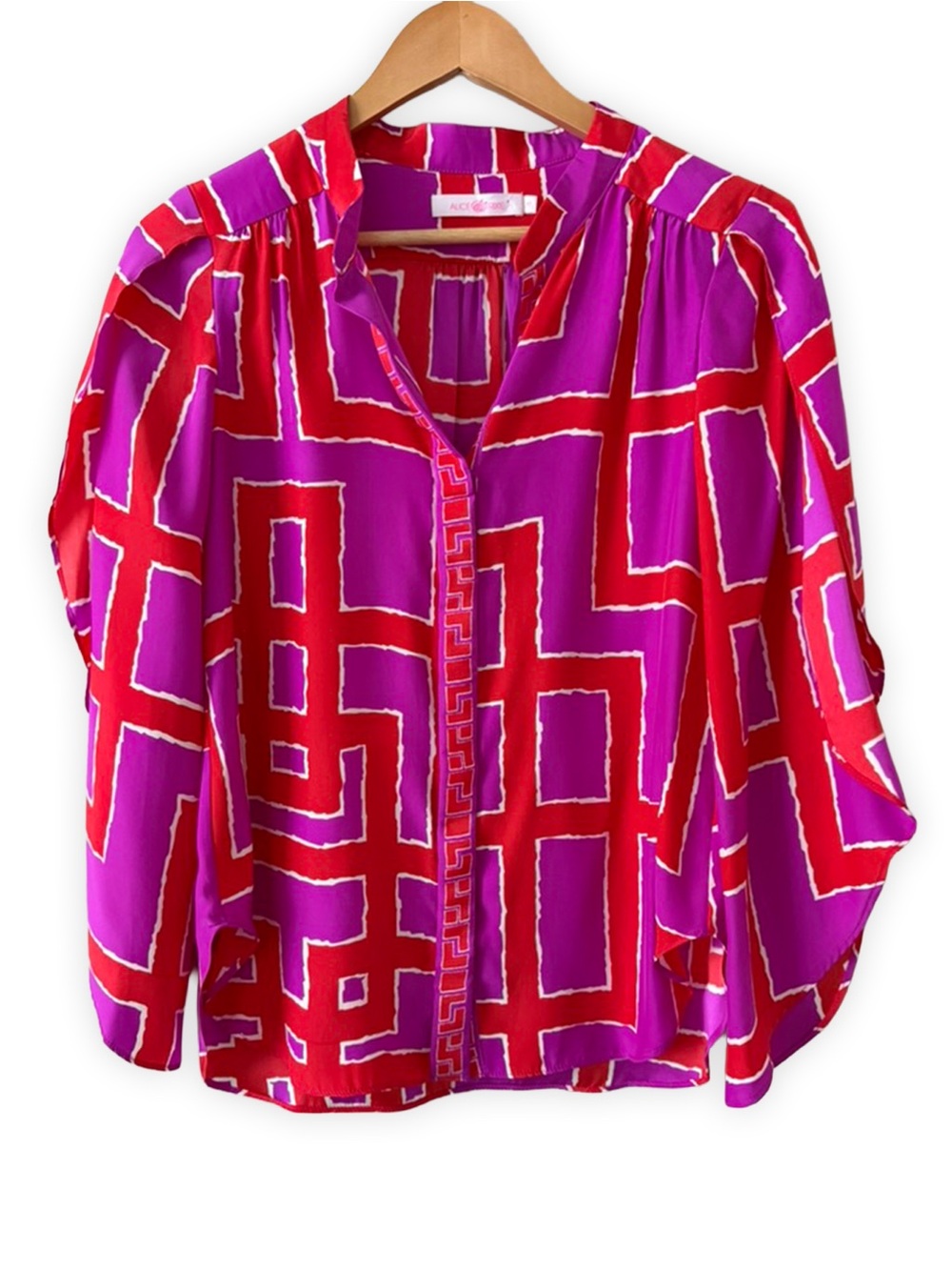 Alice & Trixie - 100% Silk Geometric Print Blouse